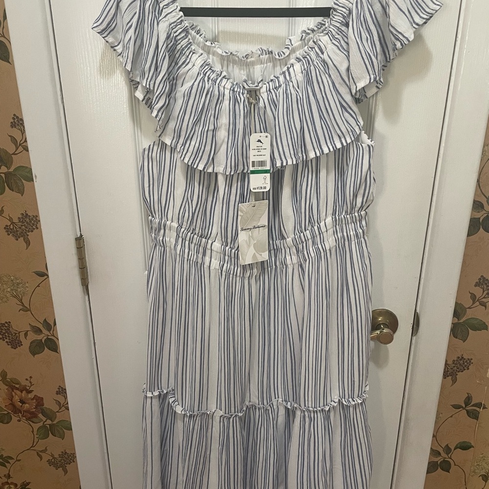 Tommy Bahama Blue and White Striped Dress - Picture 1 of 9